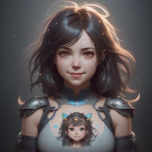 Cute Chibi Character Portrait in Hyperdetailed Style