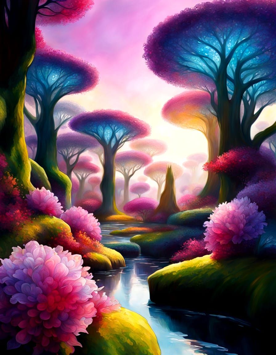 Dreamy Ethereal Floral Metaphysical Painting