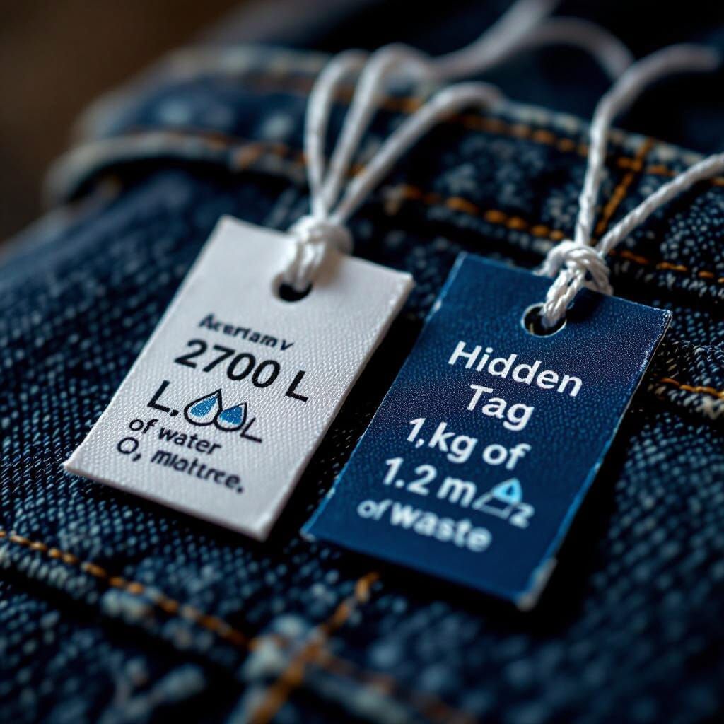 Clothing Tag Shows Price and Environmental Impact