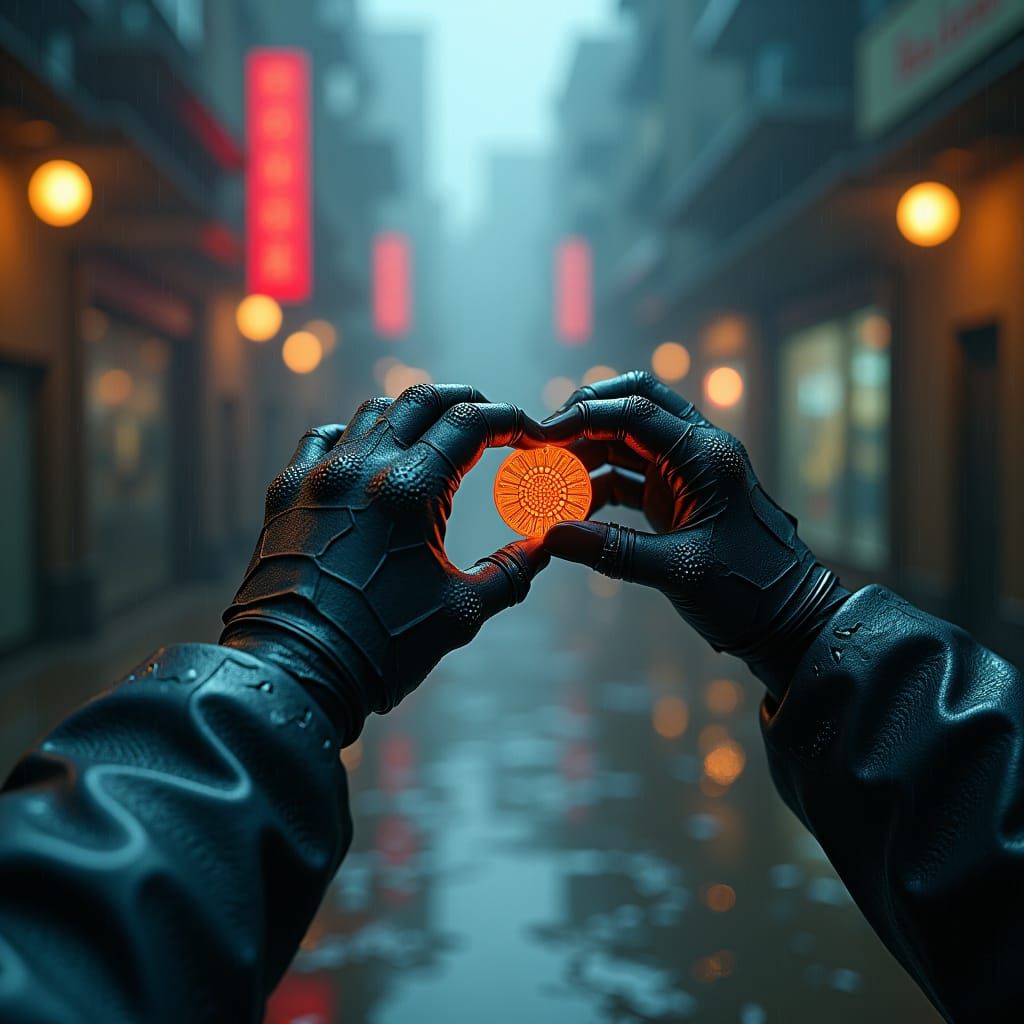 Glyph of Whispered Echoes in Dystopian Cyberpunk