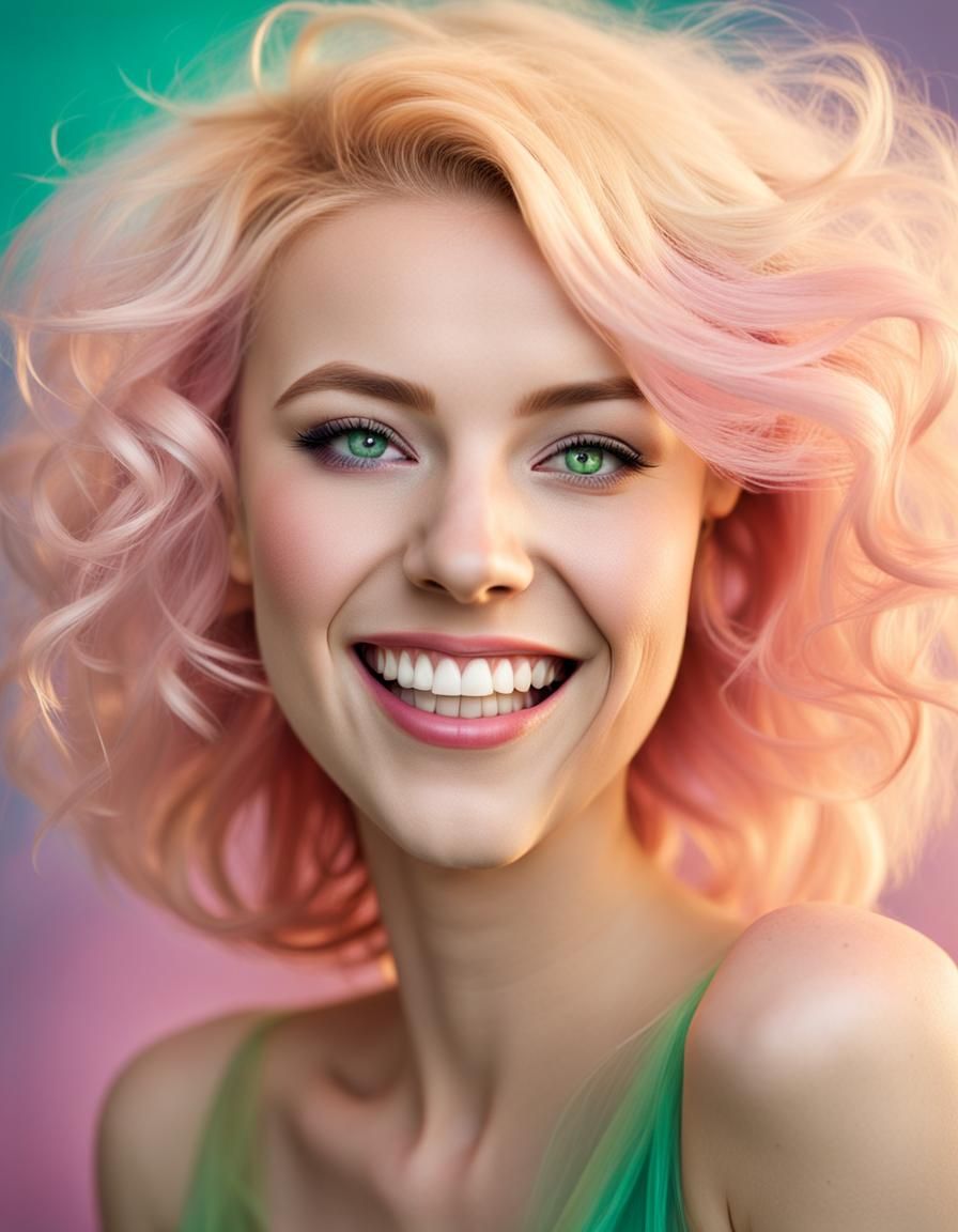 Laughing Irish Woman in Hyperrealistic Graffiti Art