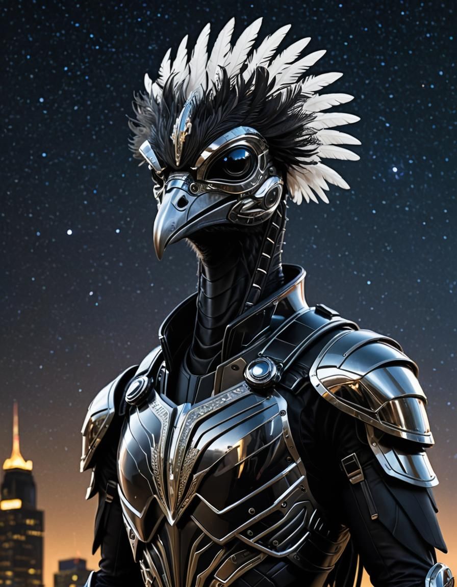 Superhero Ostrich in Armor: 3D Digital Art
