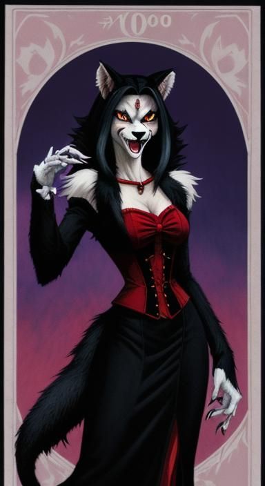 Gorgeous Furry Vampire Lady in Comic Art Style