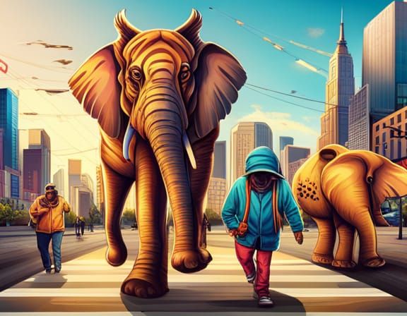 Hip Hop Animals Parade in Hyperrealistic Style