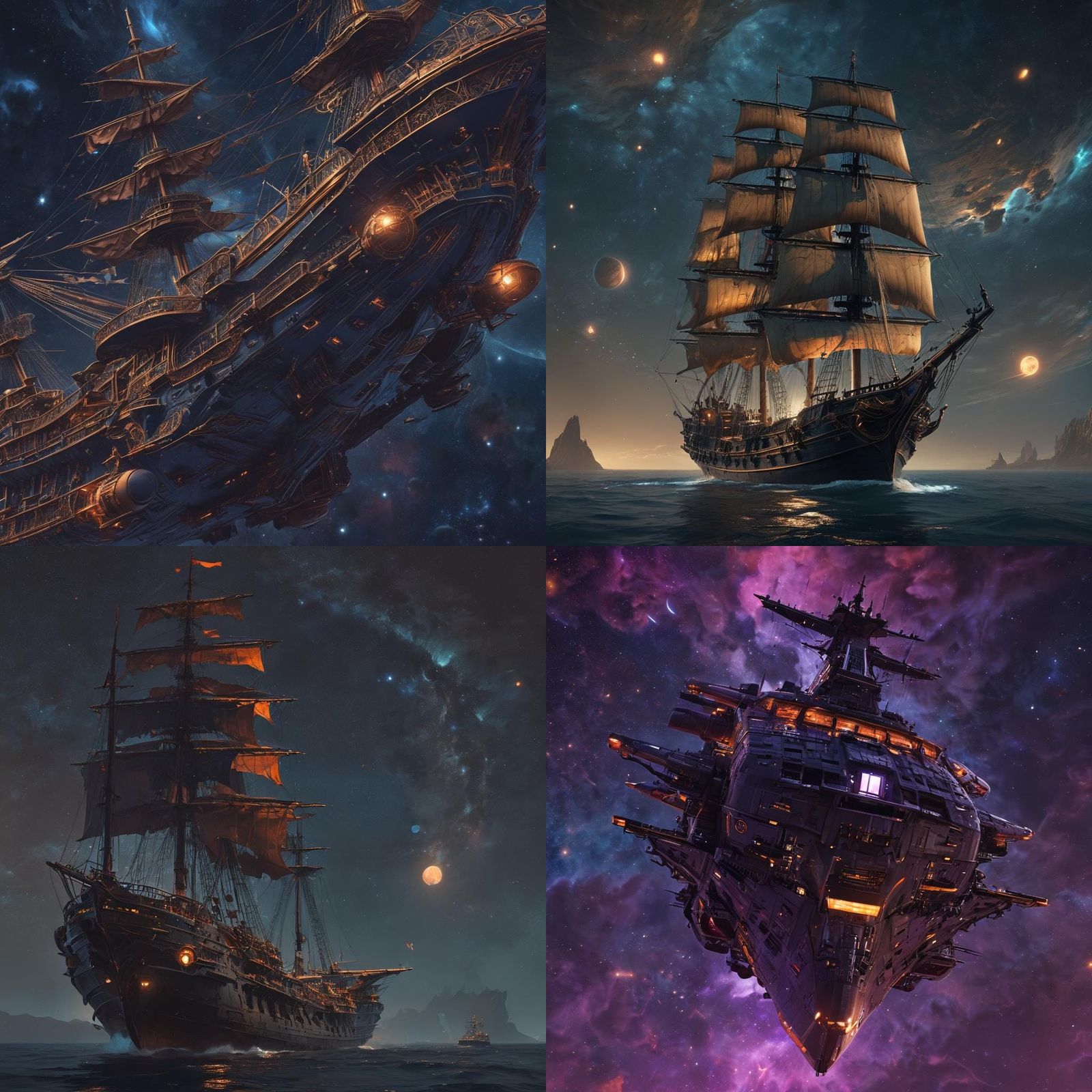 Spelljammer Frigate in Space: Detailed Matte Painting