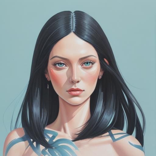 Detailed Gouache Painting of Human Design