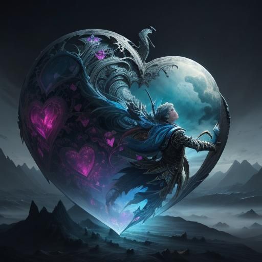 Dramatic Crystal Heart Digital Matte Painting