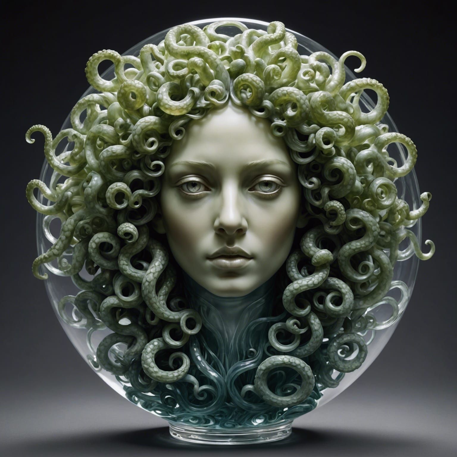 Detailed Medusa Studio Portrait in Glass
