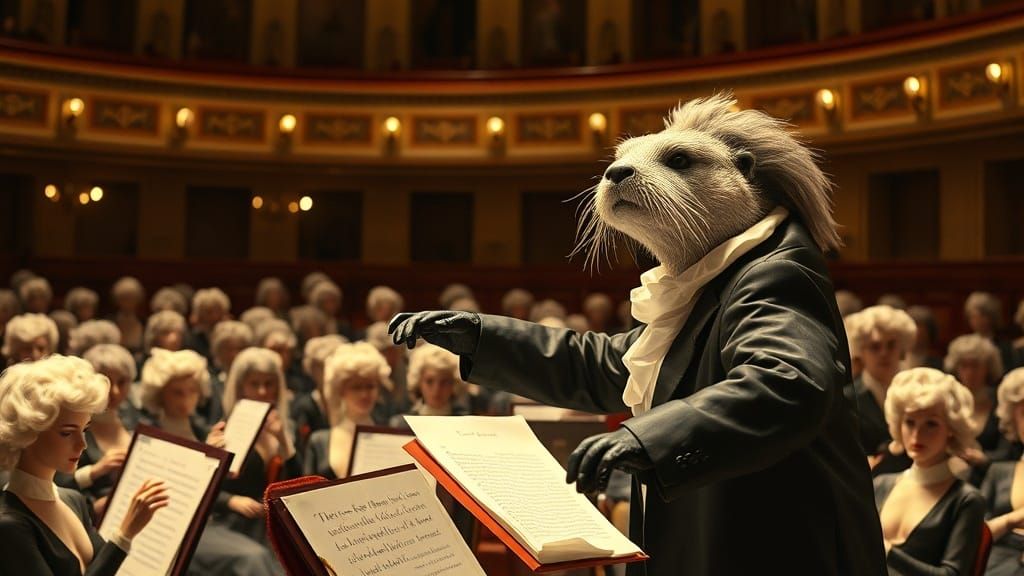Otter Beethoven Conducts Mannequin Audience in Grand Hall