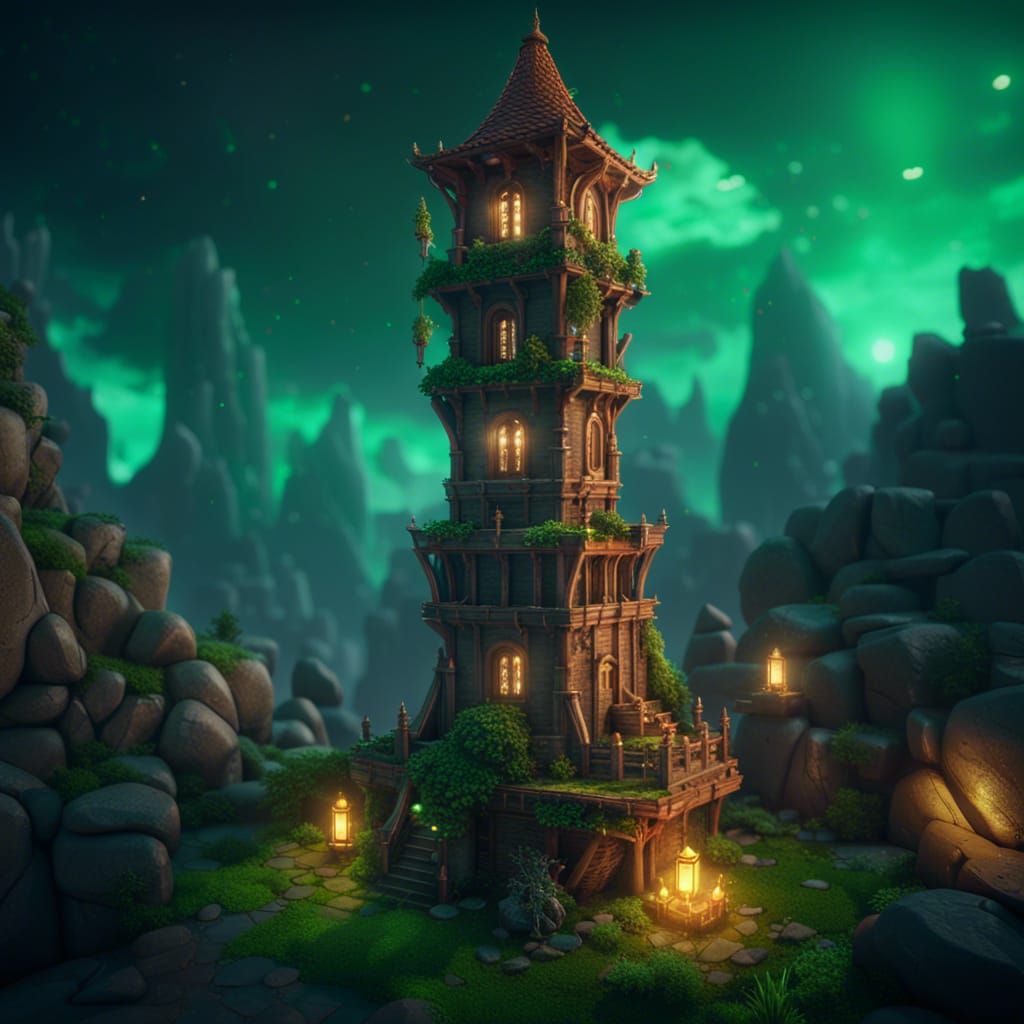 Jade Hard Light Wizard Tower in 3D
