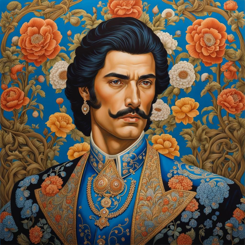 Decorative Portrait Inspired by Enamel Work