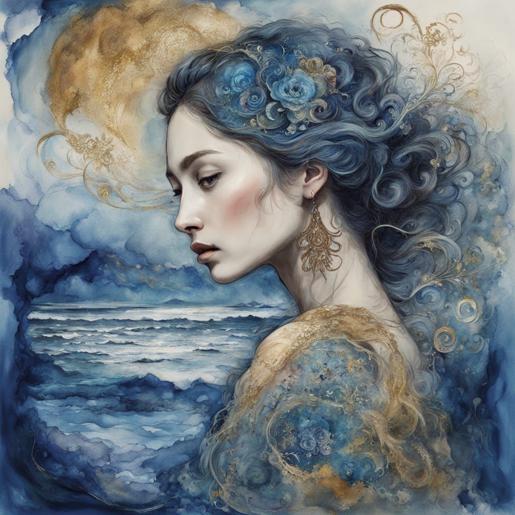 Magical Augur Portrait with Kintsugi Details