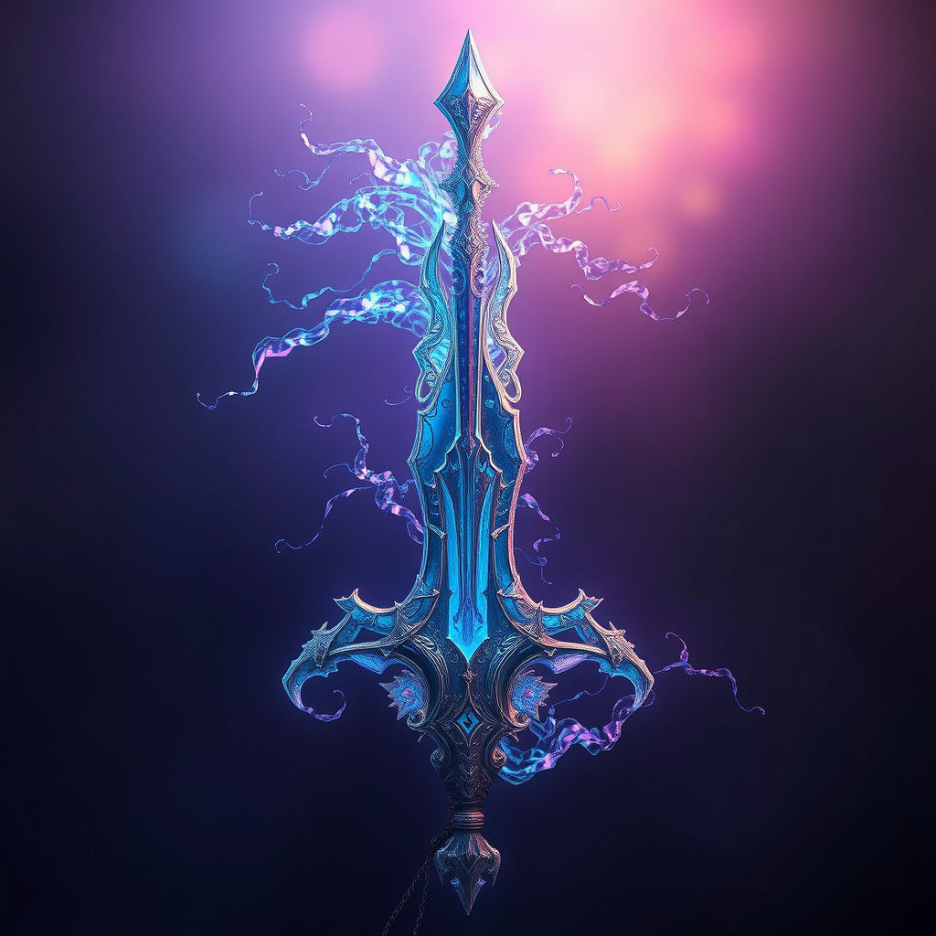 Majestic Crystalline Sword with Ethereal Glow