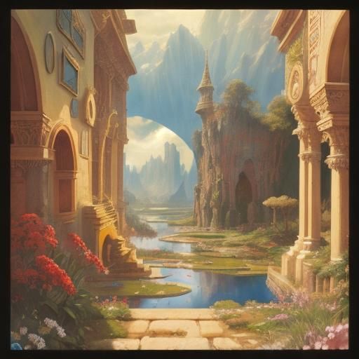 Mythical Landscape as a Detailed Digital Painting