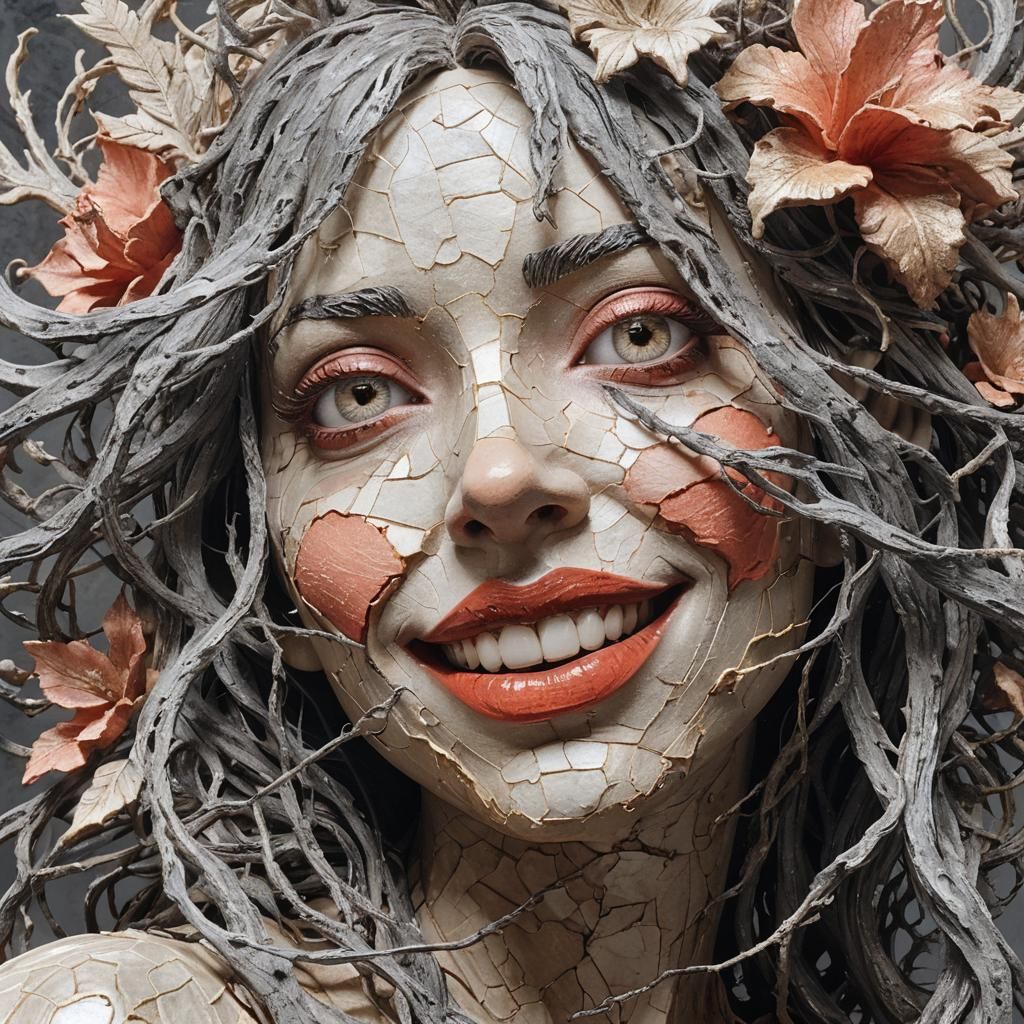 Tim Burton-Inspired Sculpture of a Girl's Face