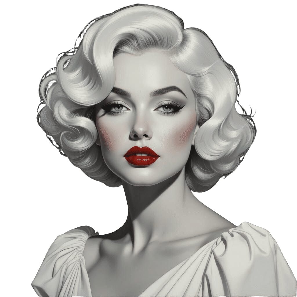 Monochrome Portrait of a Platinum-Haired Princess