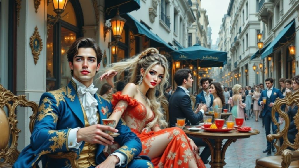 Whispers in a Gilded Rococo Ballroom