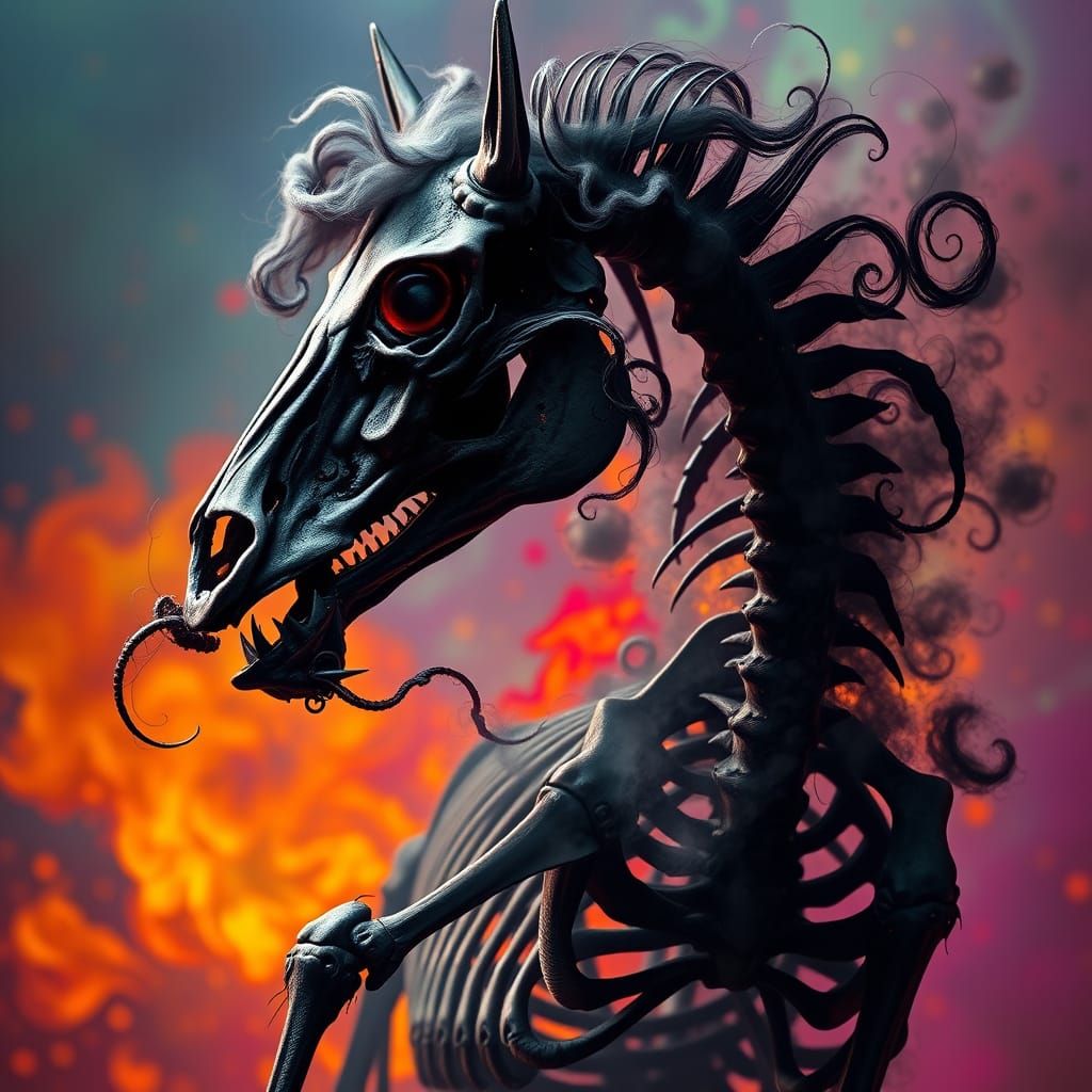 Macabre Zombie Horse in a Hyperrealistic Nightmare