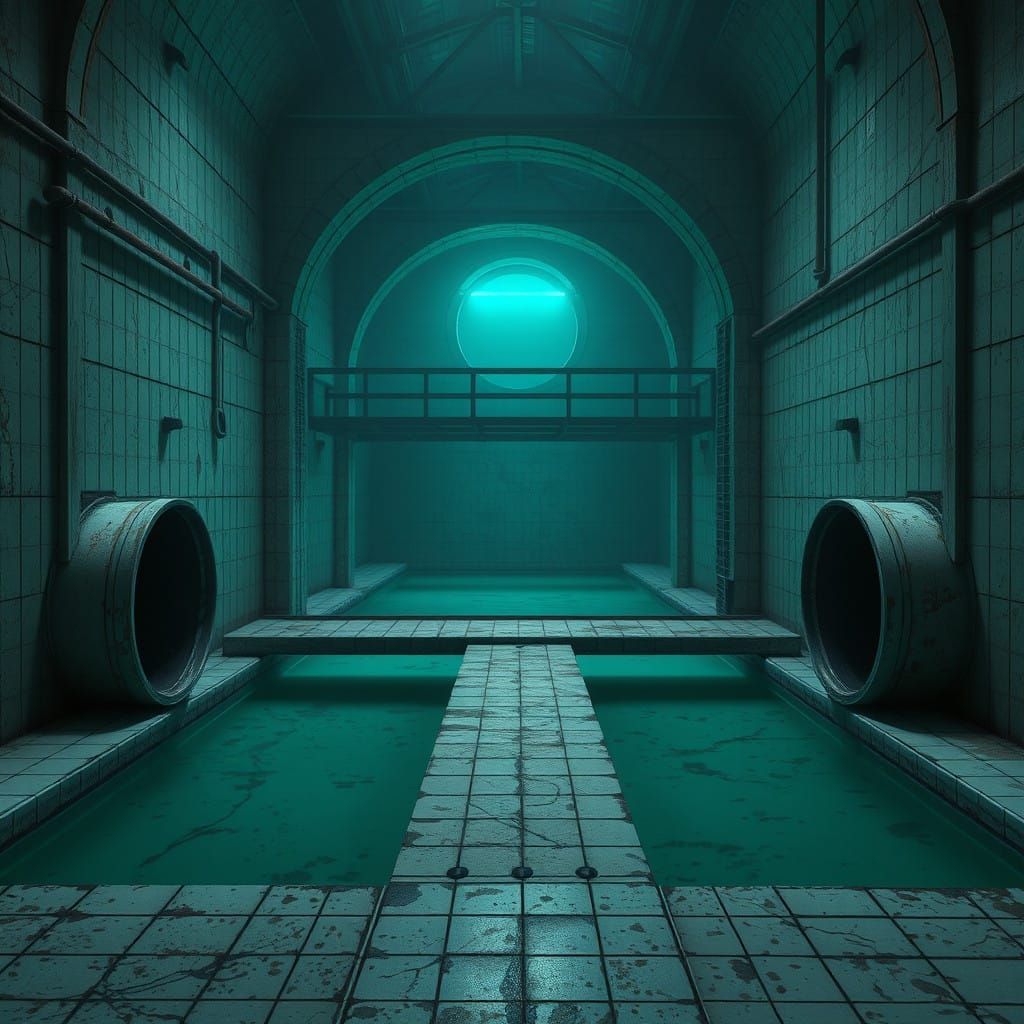 Ethereal Aquamarine Oasis in Mysterious Abandonment