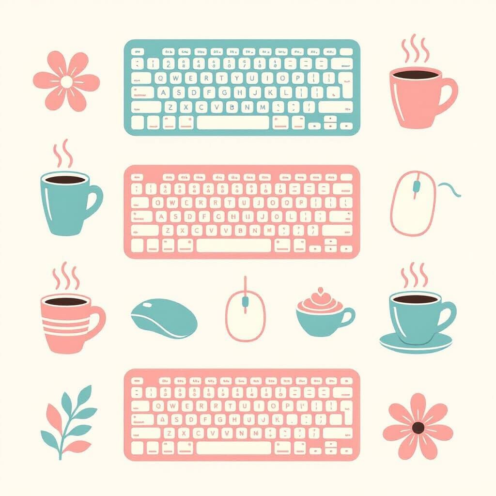 Cute Office Doodles in Coastal Cottagecore Style