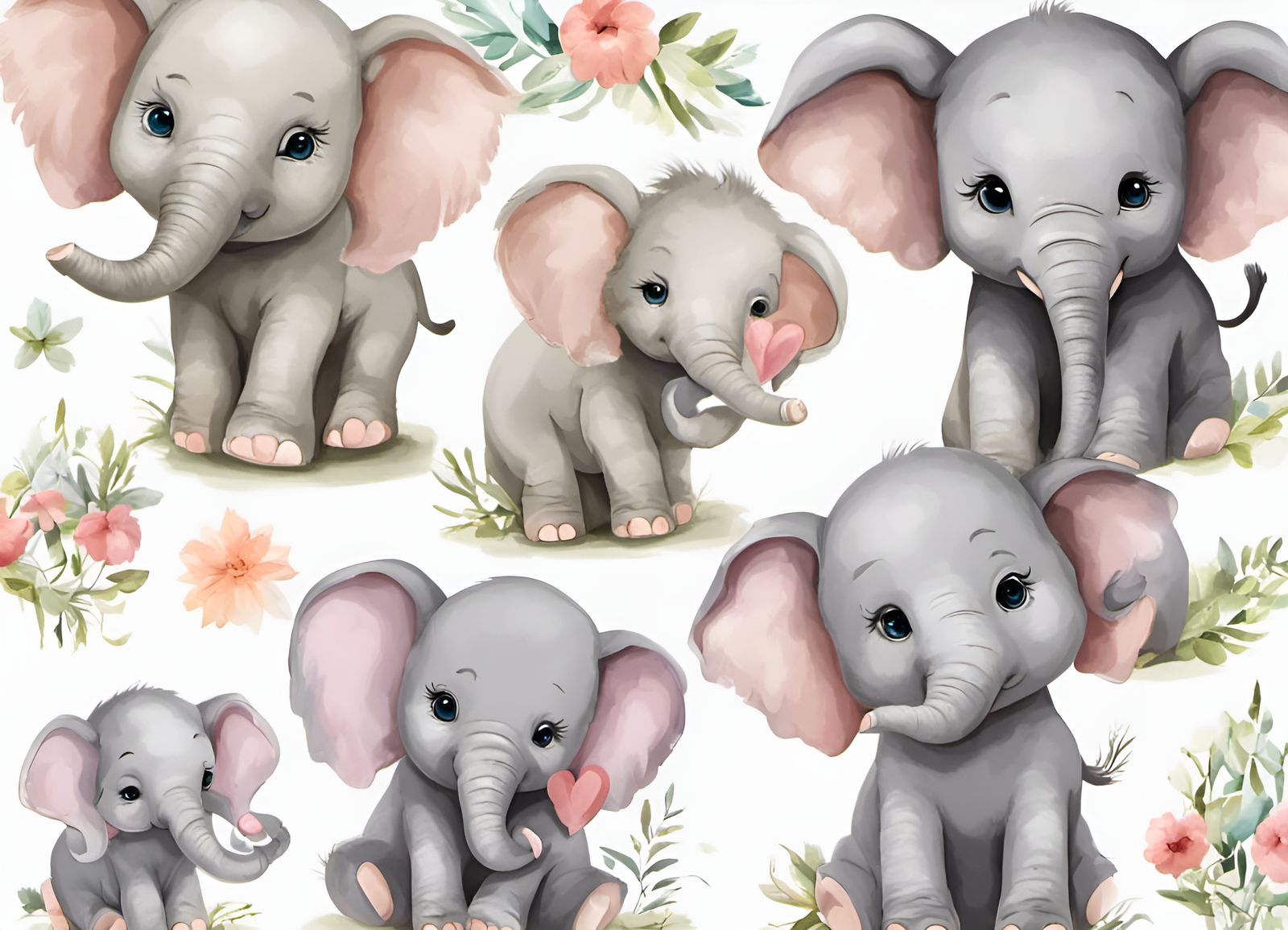 Cute Baby Elephant Clipart for Sublimation