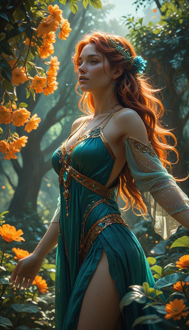 Divine Garden of Creation in Golden Light