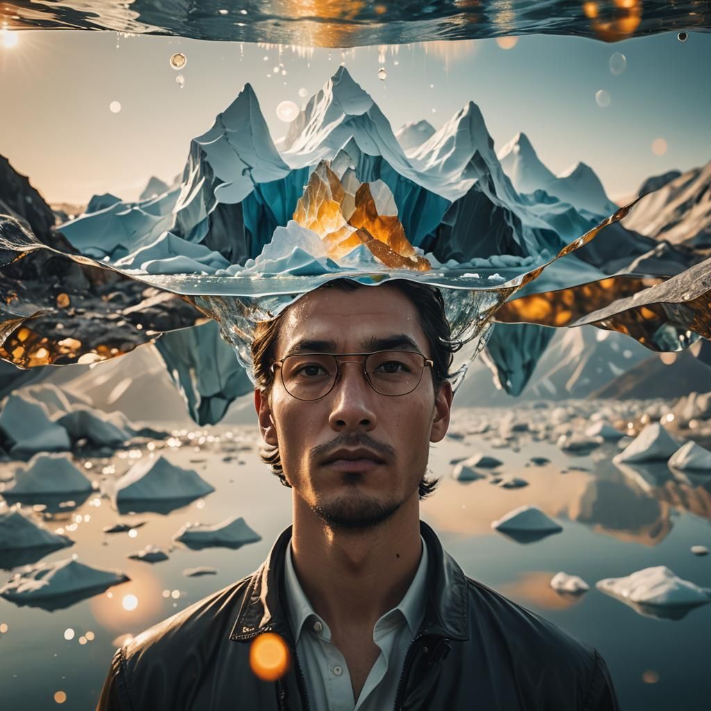 Surreal Iceberg Landscape Representing Subconscious Mind