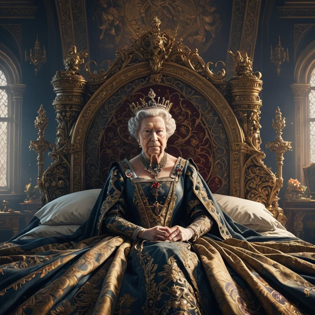 Queen Elizabeth: Detailed Matte Painting in Bed
