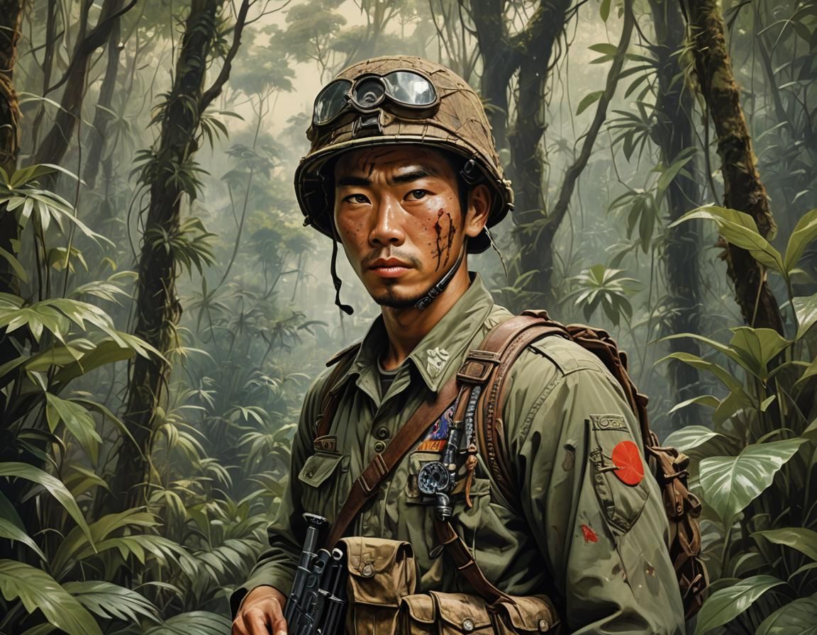 Japanese WWII Soldier in Vintage Pin-Up Style