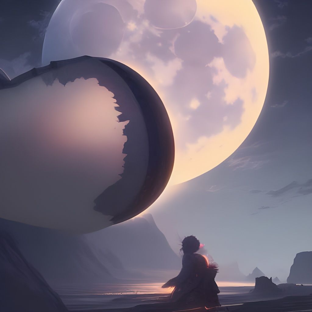 Ethereal Moonscape of Sorrow in Digital Art