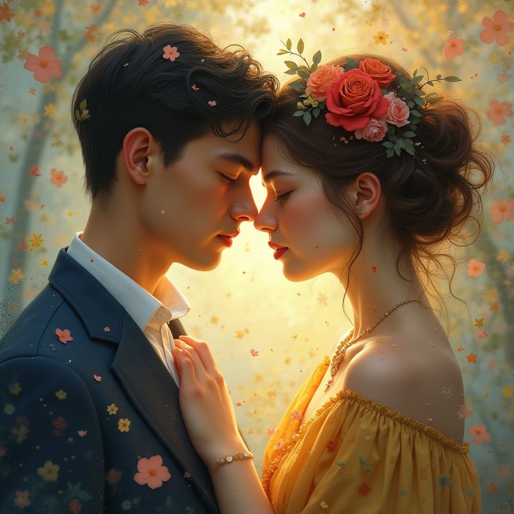 Ethereal Harmony of Males and Females in Tender Brushstrokes