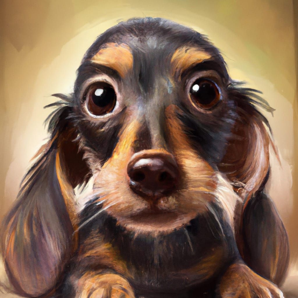 Adorable Chibi Dachshund Portrait in Digital Art Style