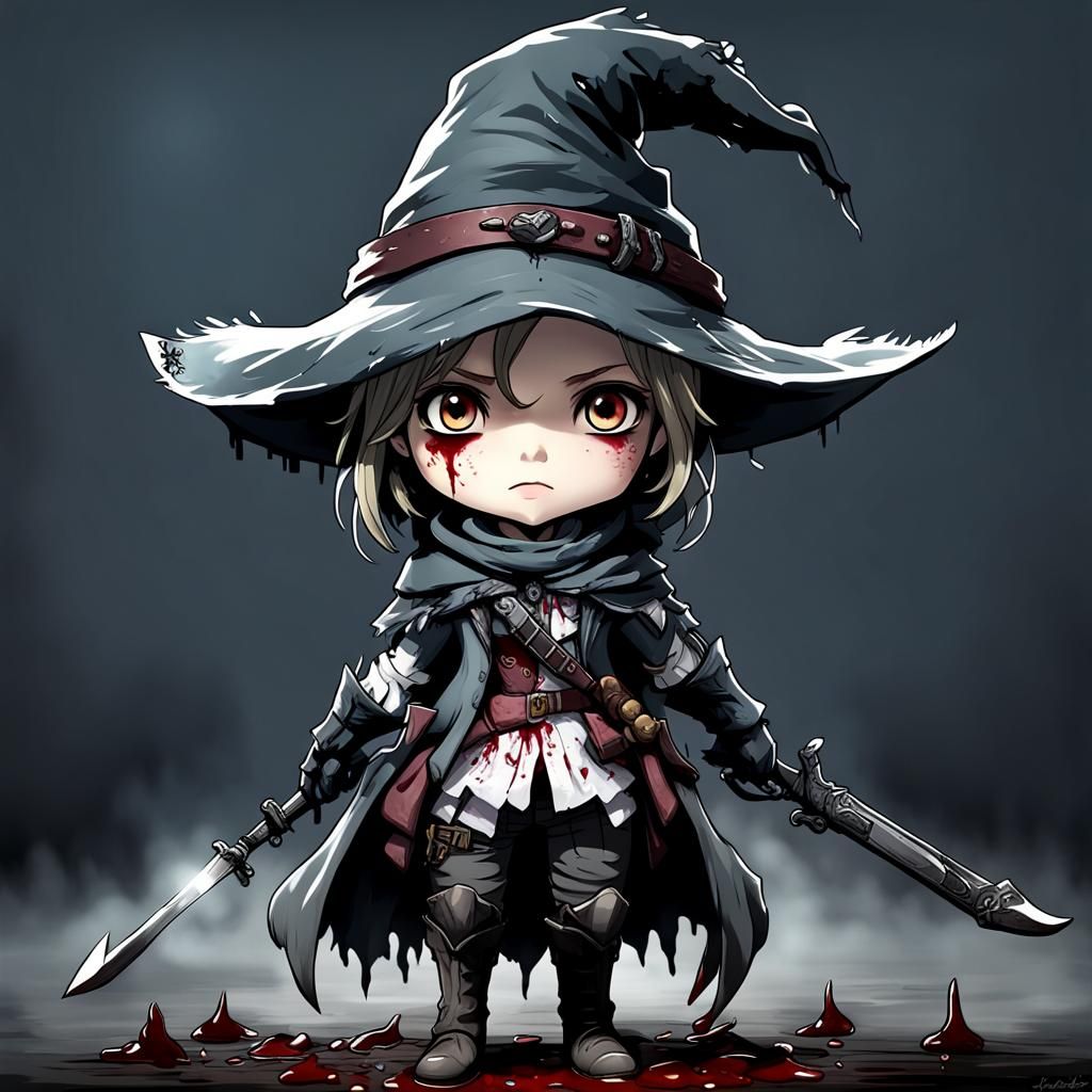 Chibi Bloodborne Female Hunter: Cool and Bloody