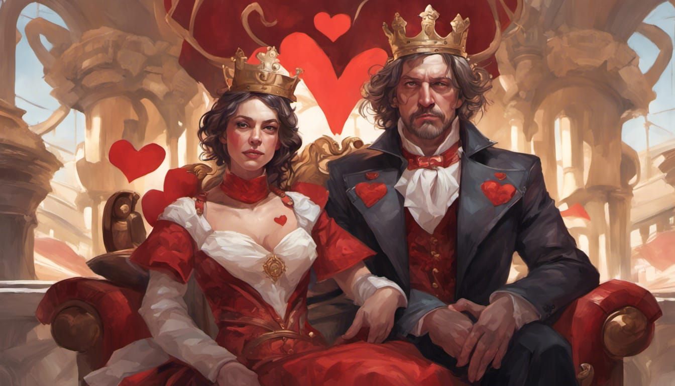 King and Queen of Hearts Card Thrones