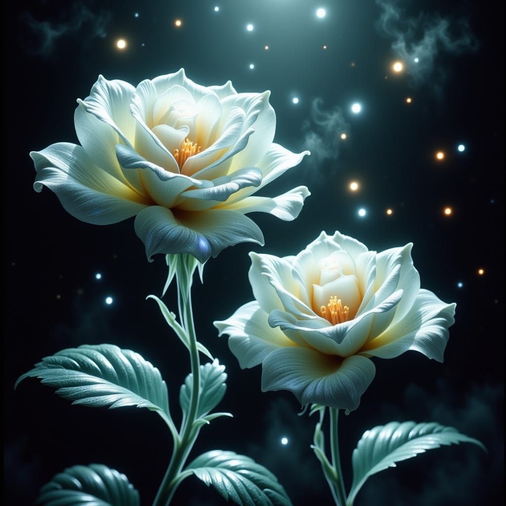 Surreal Roses Bloom in Ethereal Beauty