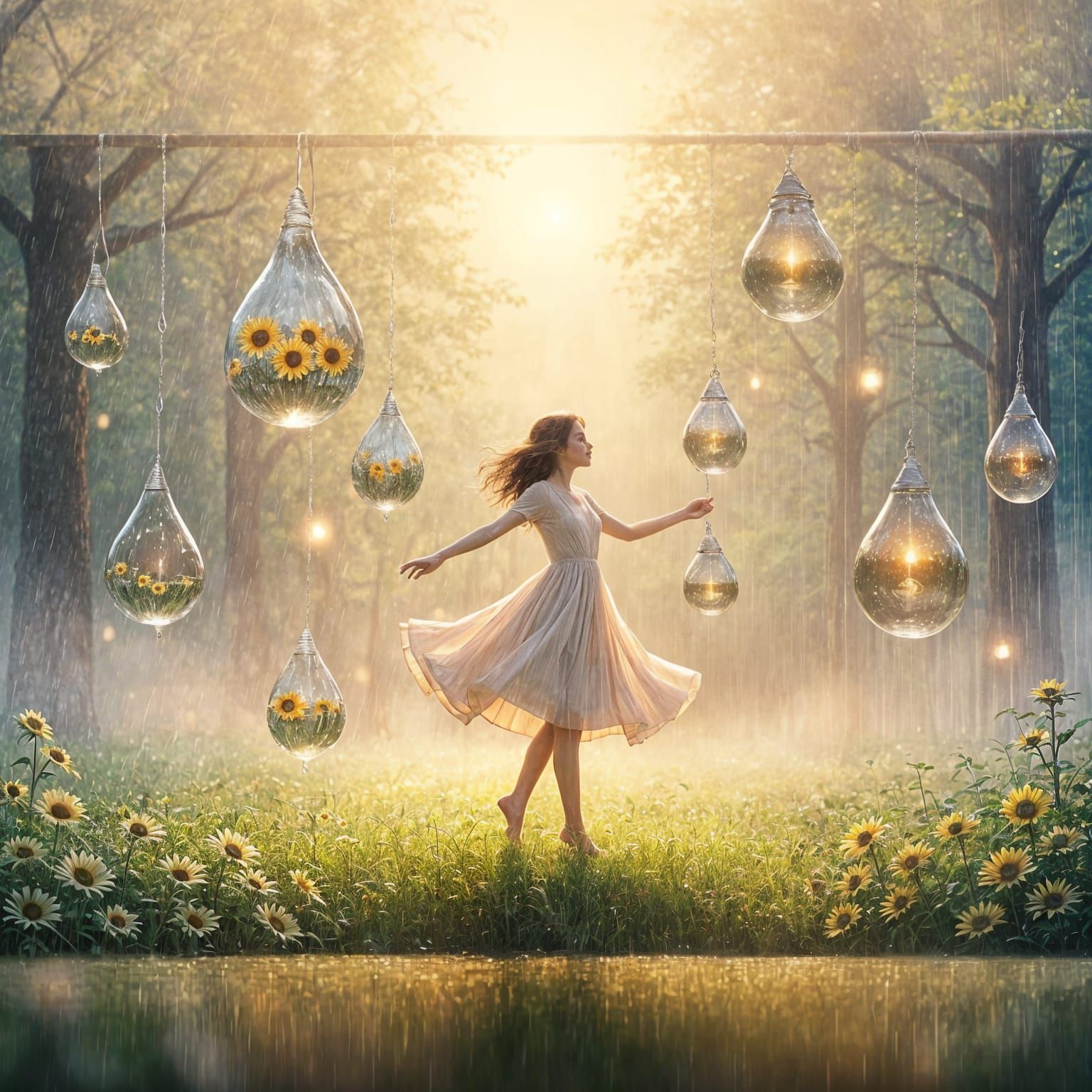 Enchanted Rain: Summer Scenes in Forest Glade