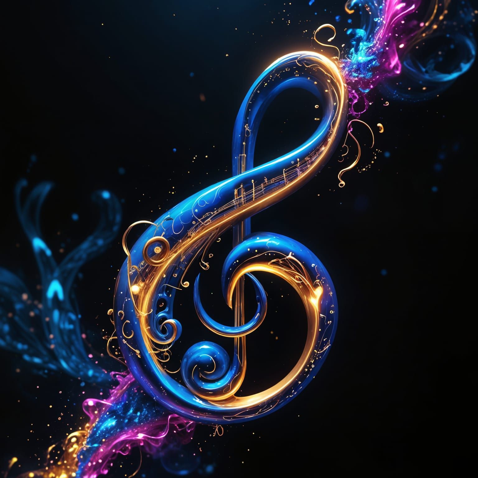 Radiant Treble Clef in Cosmic Harmony