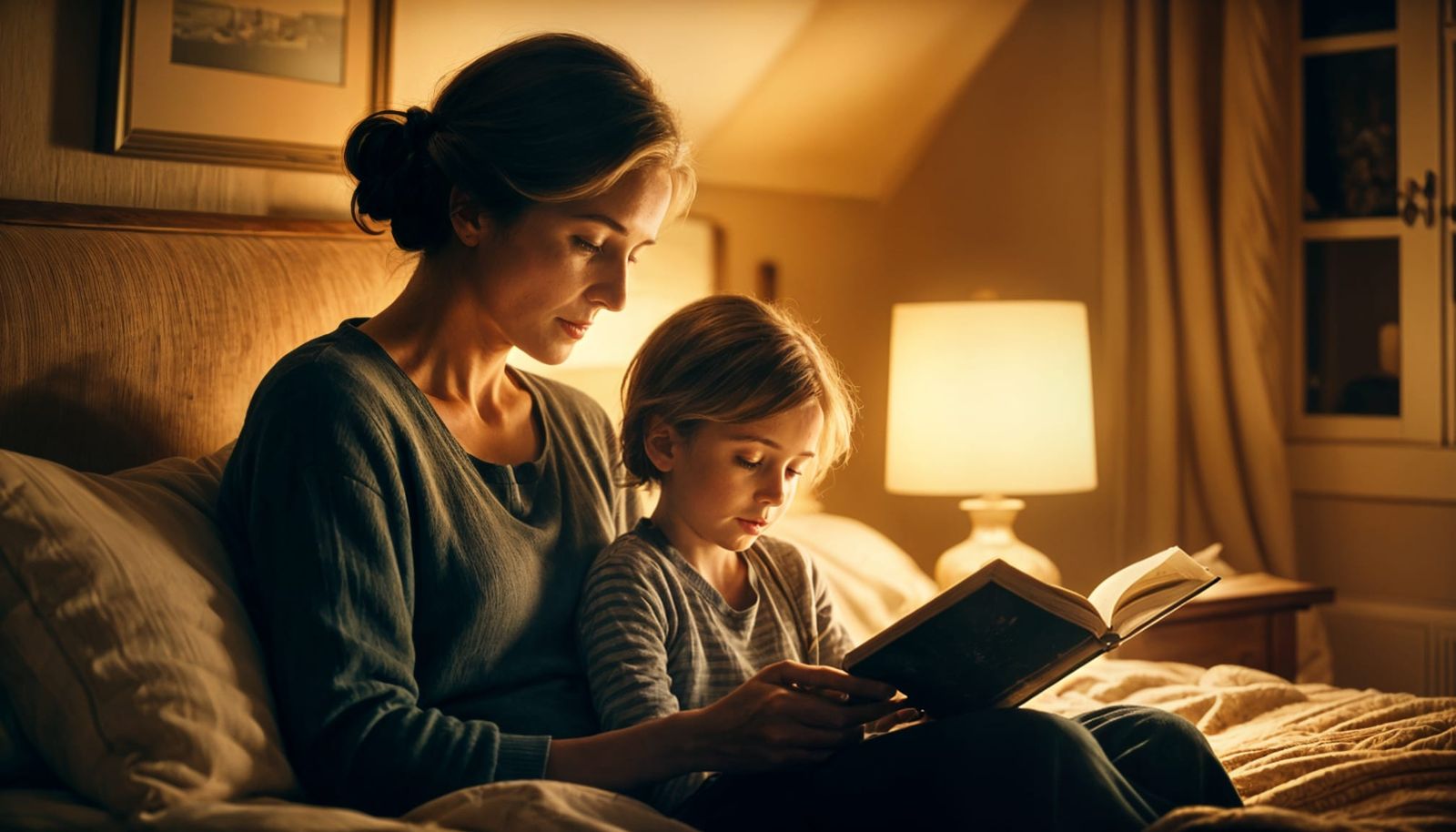 Mother Reads to Child in War-Torn Home