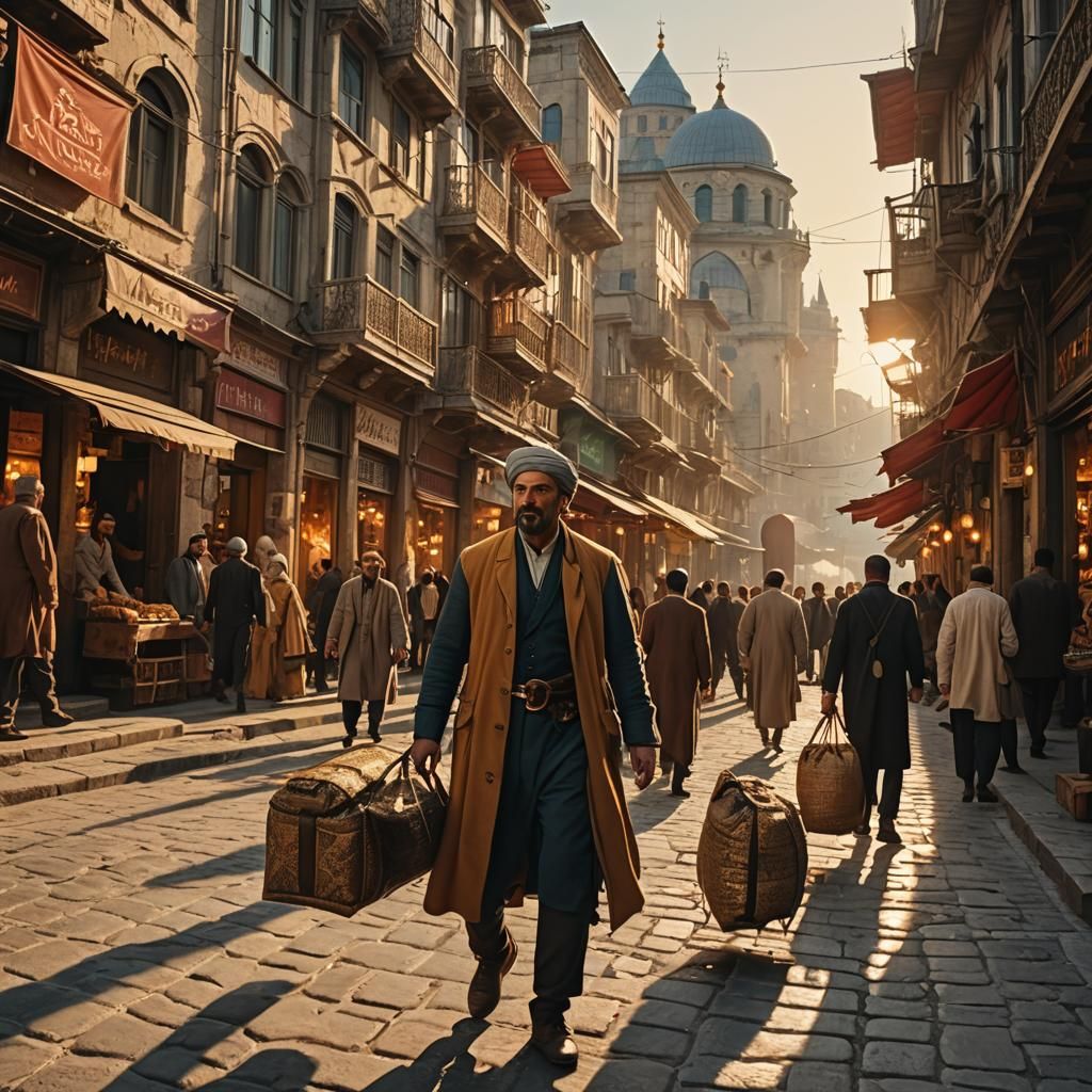Time Traveler in 1680s Istanbul: Cinematic Oil Painting