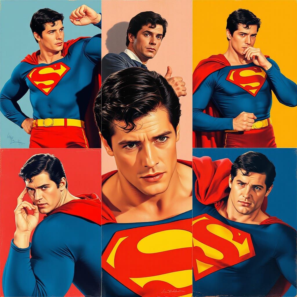 Superman in Warhol Style Pop Art Portrait