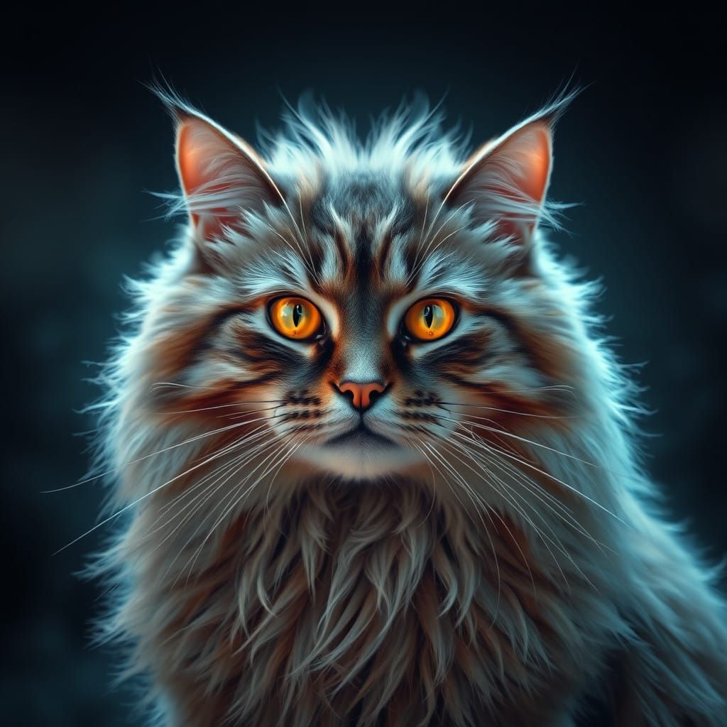 Regal, Hyperrealistic Cat with Holographic Aura