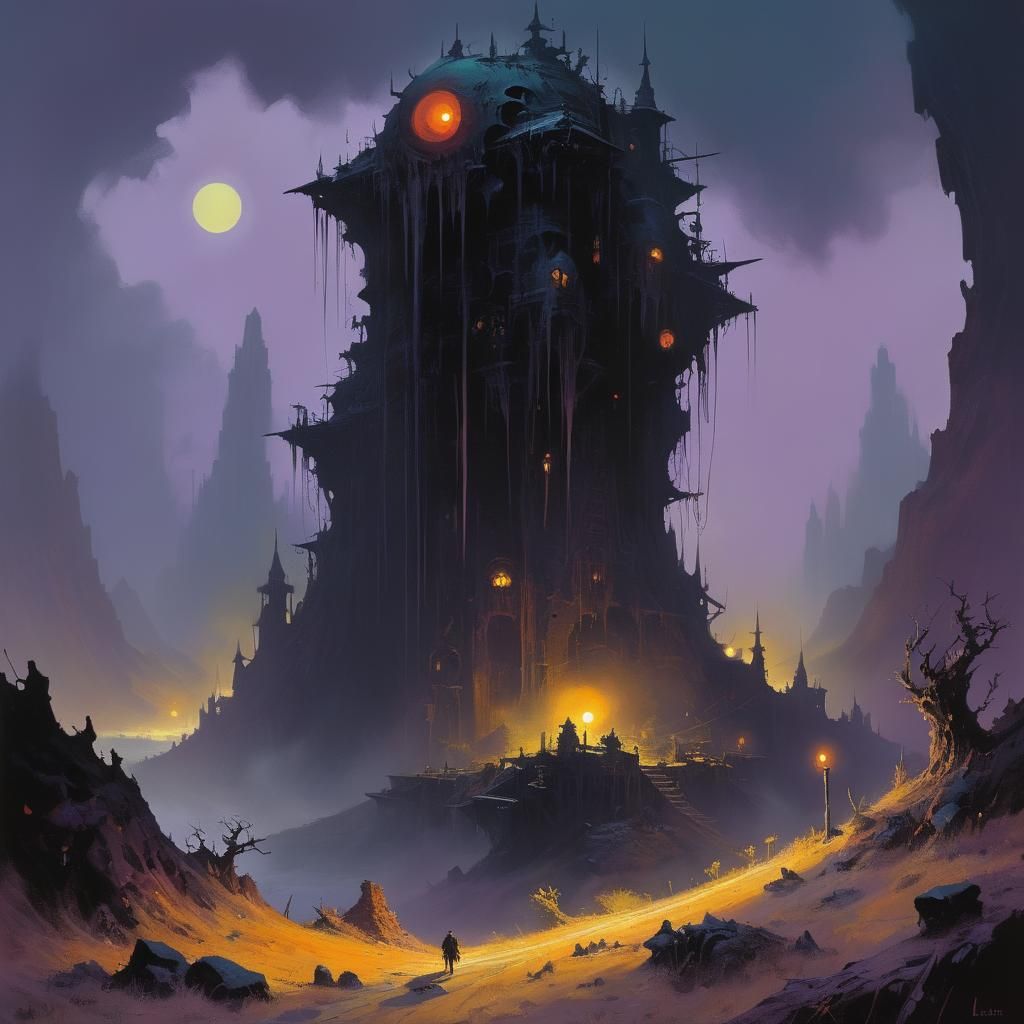 Grimdark Scene with Dark and Foreboding Tones