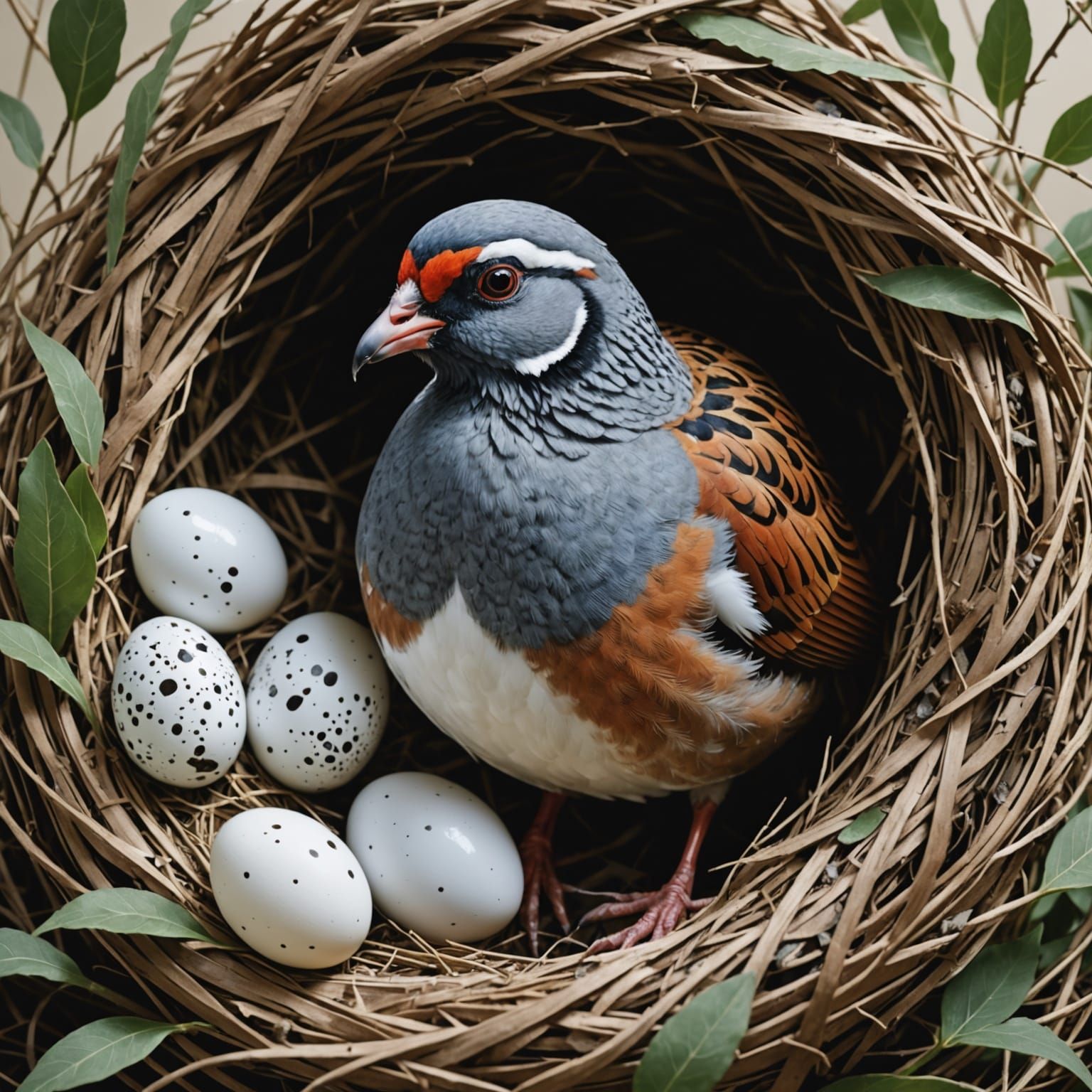 Elegant Partridge in Mediterranean Nest