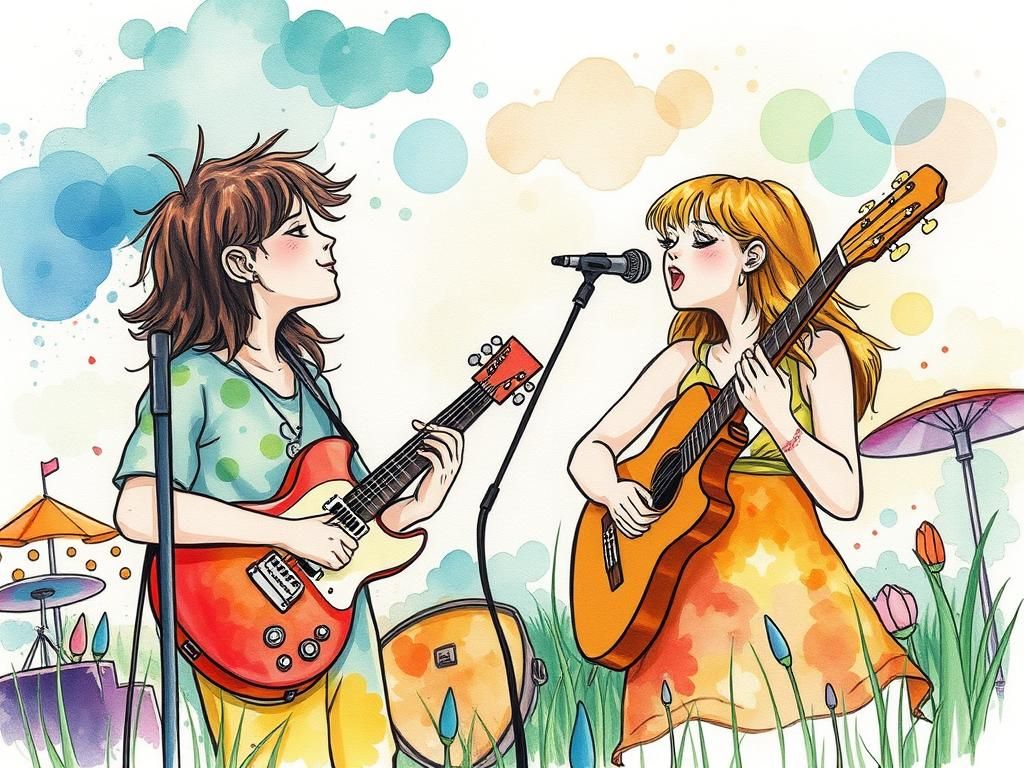 Live Performance with Watercolor and Sketch Elements