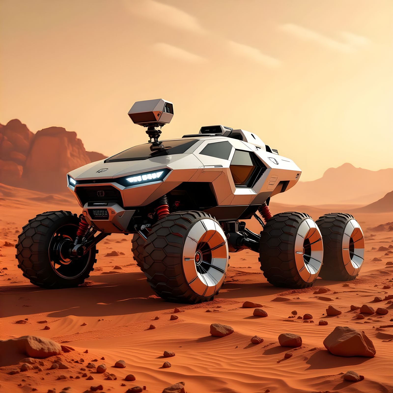 Futuristic Mars Rover Exploring Red Planet