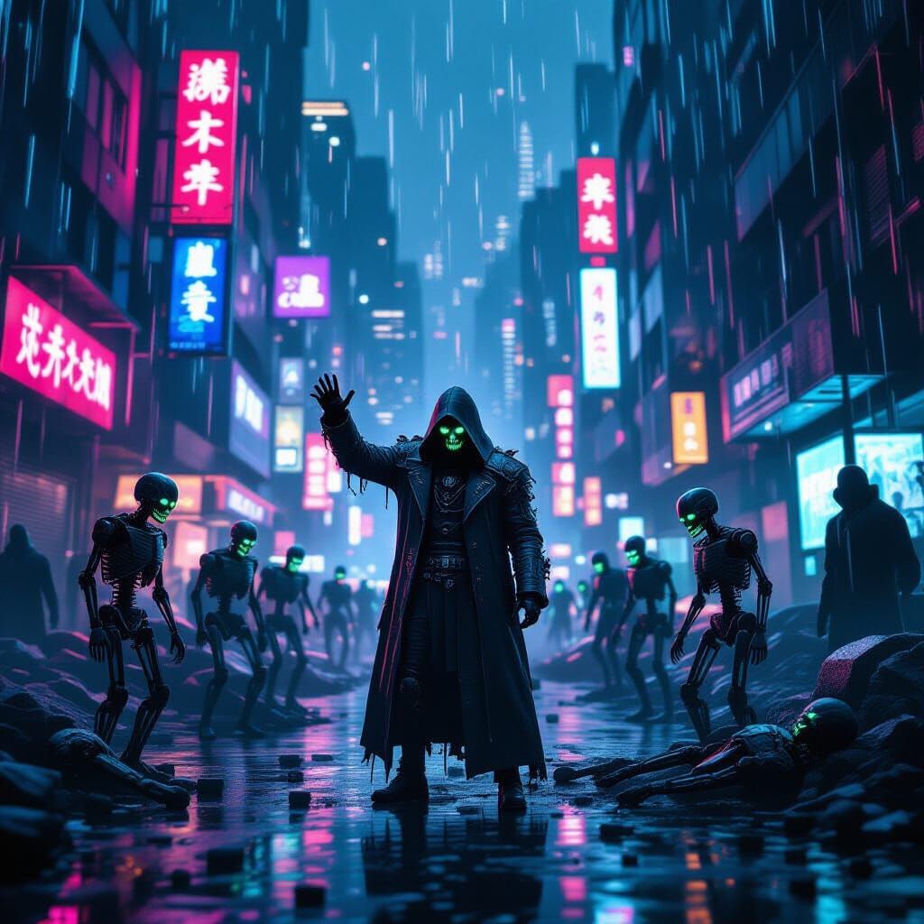 Cyberpunk Necromancer Raises Robotic Zombie Army