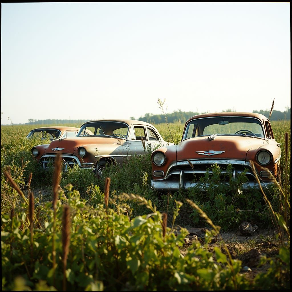 Rusting Cars in Alabama, 1970s, Nostalgic Decay
