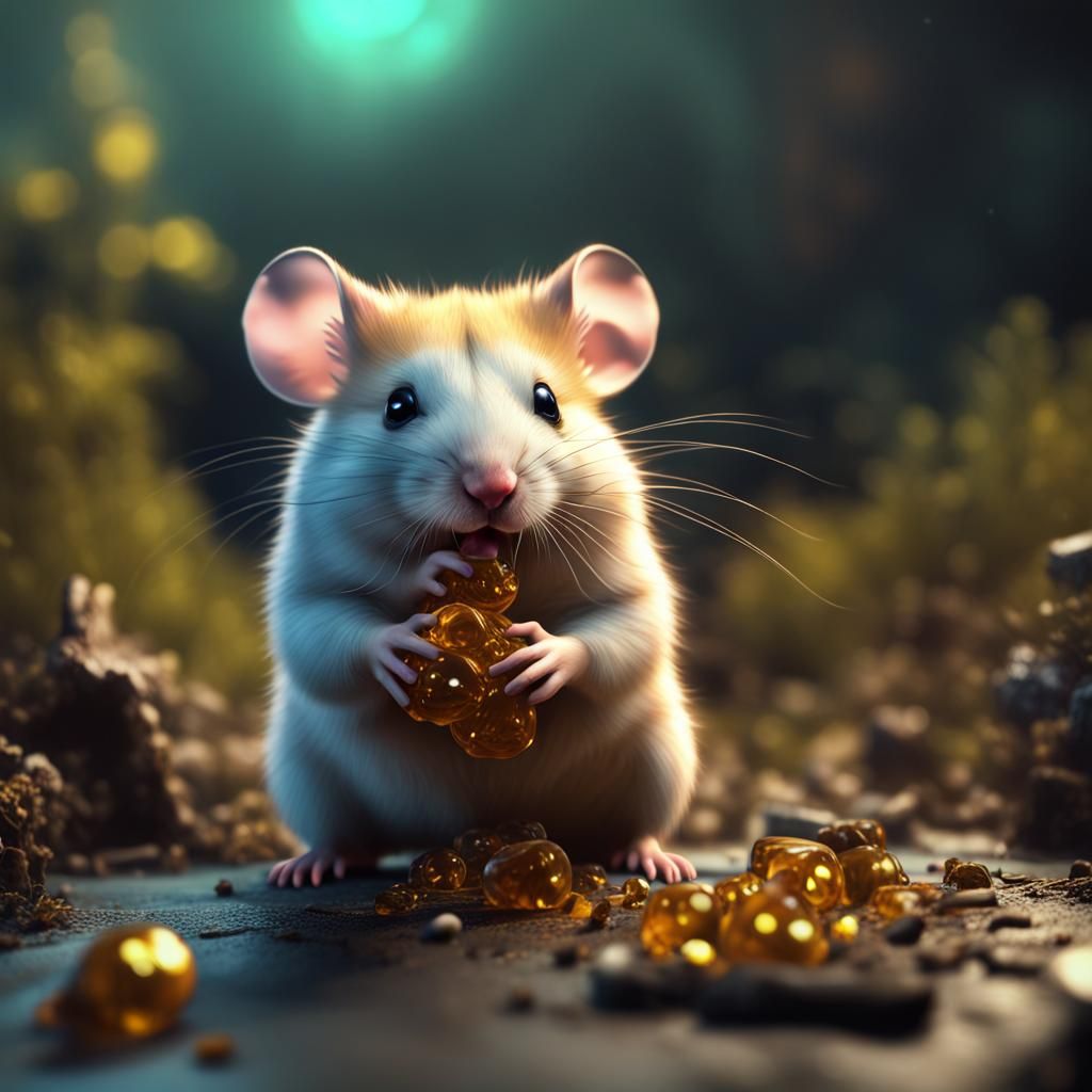 Hamster Cub Bites Uranium: Detailed Matte Painting