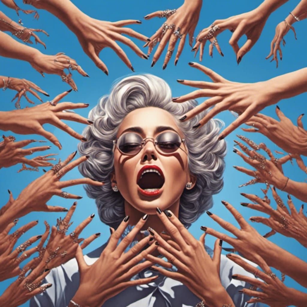 Hyperrealistic Woman Displays Multiple Middle Fingers