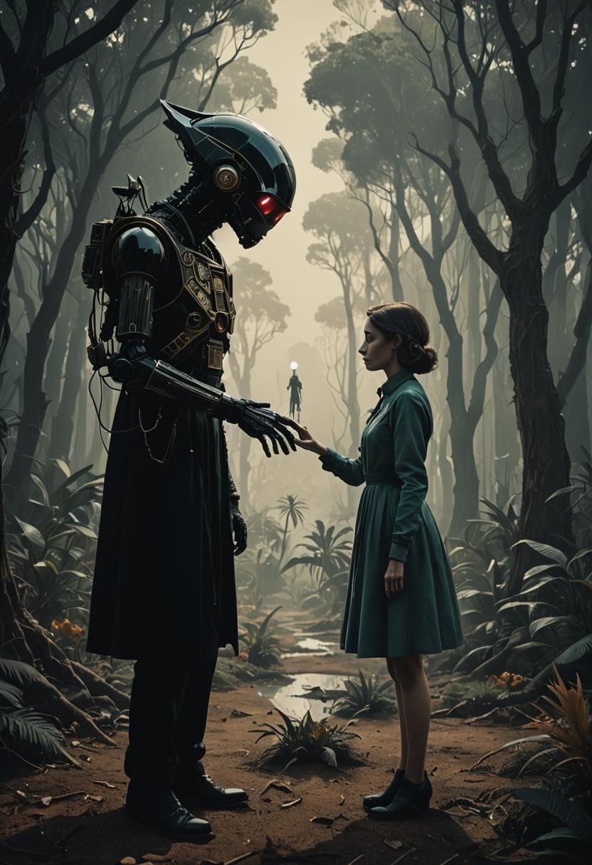 Alien Encounter in Maximalist Matte Painting Style